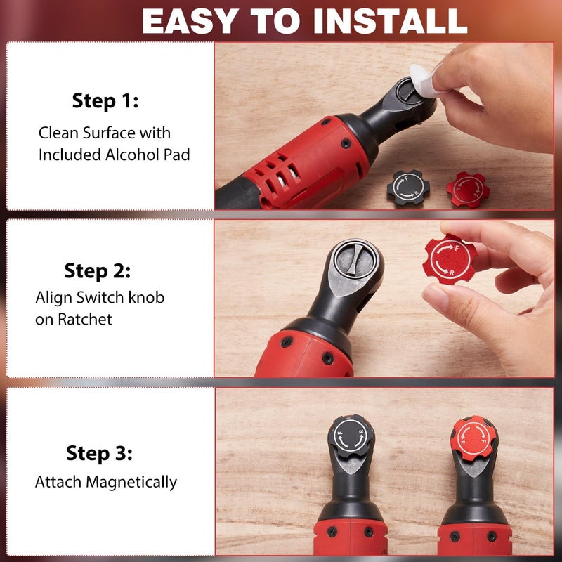 BOXmime Head Magnetic Switch for Mil-Waukee M12 Ratchet, Reversible Ratchet Knob 3/8 Socket Set, Magnetic Twist Button Tool (2 Pack) - Image 5